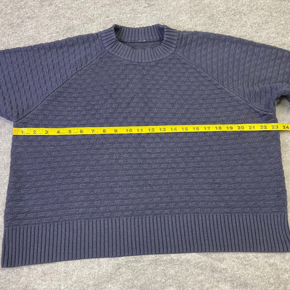 Lululemon Textured Knit Cashmere Blend Sweater M/L Navy Blue Raglan Pullover - Picture 14 of 16